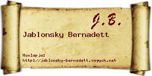 Jablonsky Bernadett névjegykártya